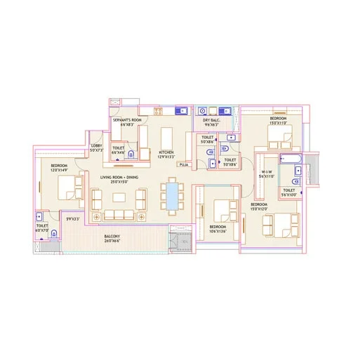 Pristine The Lords Baner 4.5BHK Floorplan Image